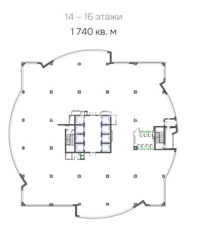 Планировка офиса 11 491 м², 14 этаж, Технопарк «Нагатино i-Land»